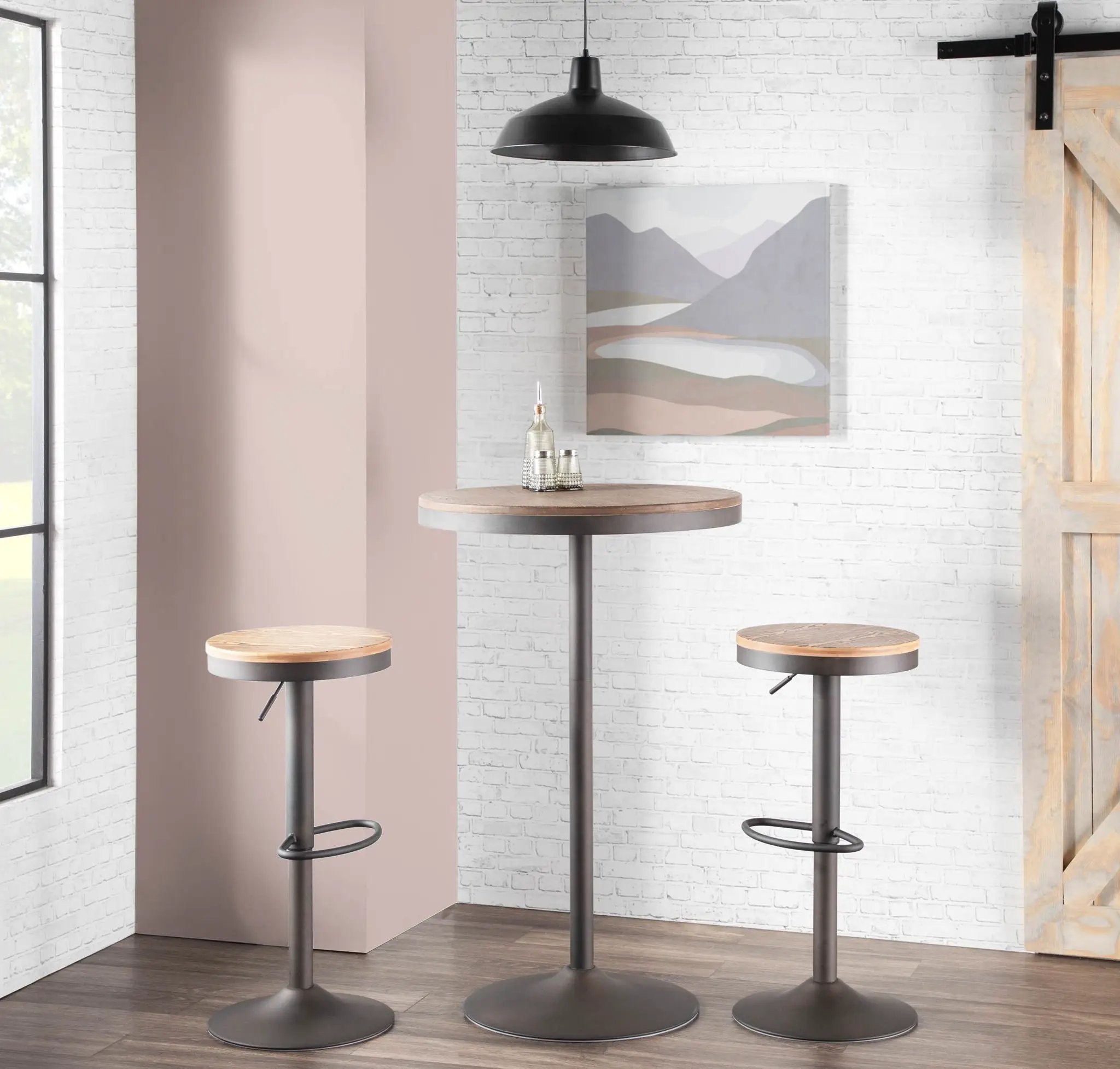Dakota - Industrial Adjustable Bar / Dinette Table - Antique / Brown by HouseOfZazla