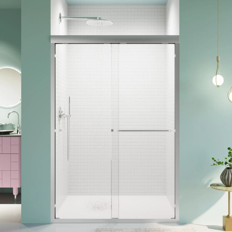 Semi Frameless Double Sliding Shower Door with Tempered Glass by HouseOfZazla