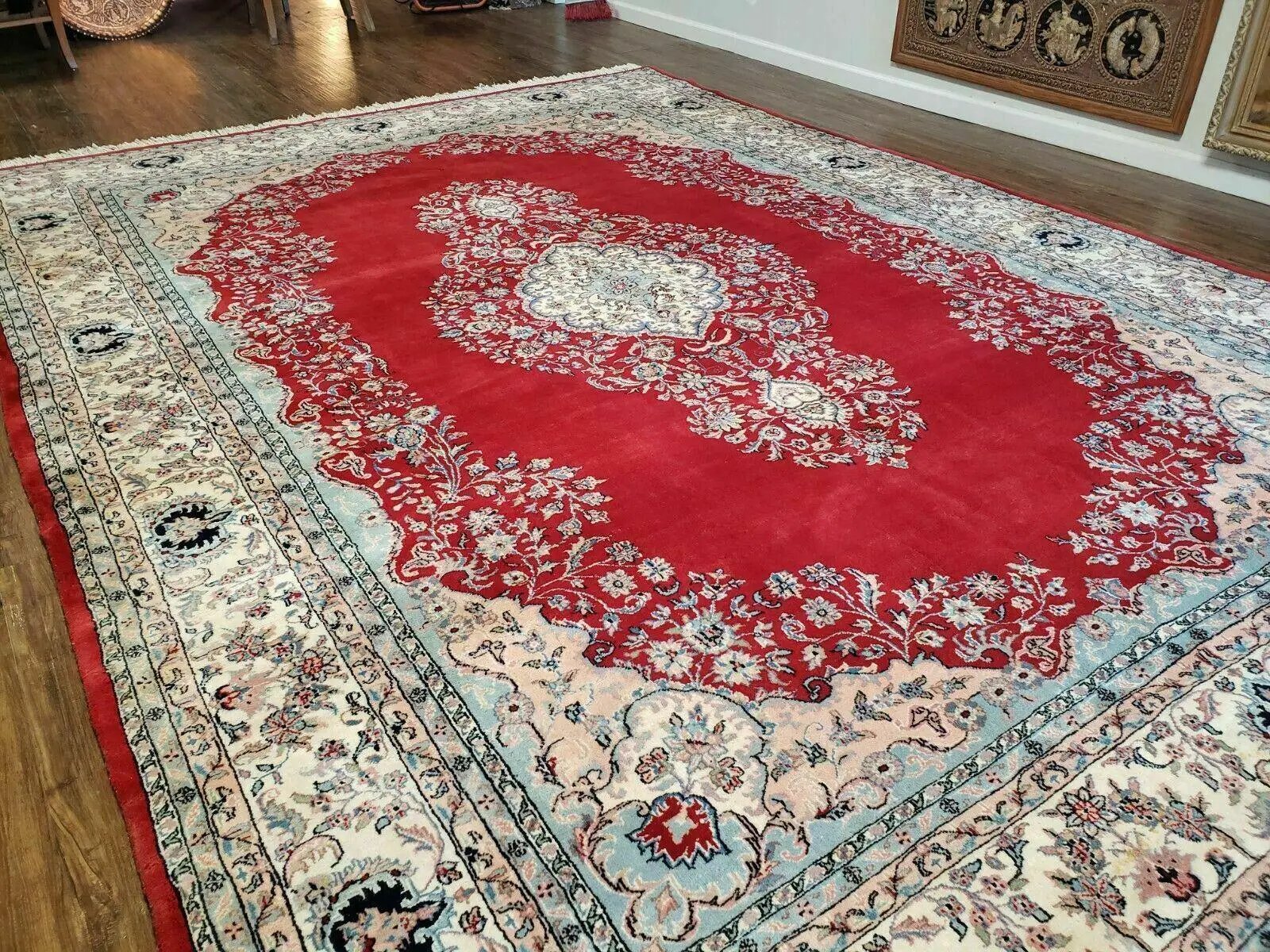 9' X 12' Vintage Handmade India Medallion Wool Rug Vegetable Dyes Nice Red by Jewel Rugs
