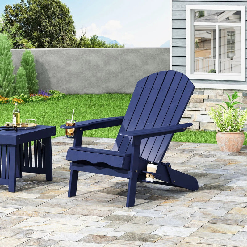 Zenithia Outdoor Foldable Adirondack Chair With 2 Cup Holders by HouseOfZazla