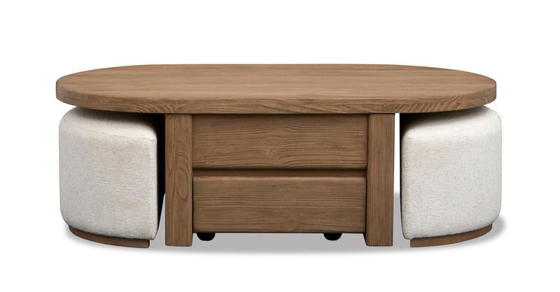 Hayden - Lift Top Storage Cocktail Table With Casters And Two Upholstered Stools - Golden Oat, photo 7 of 7