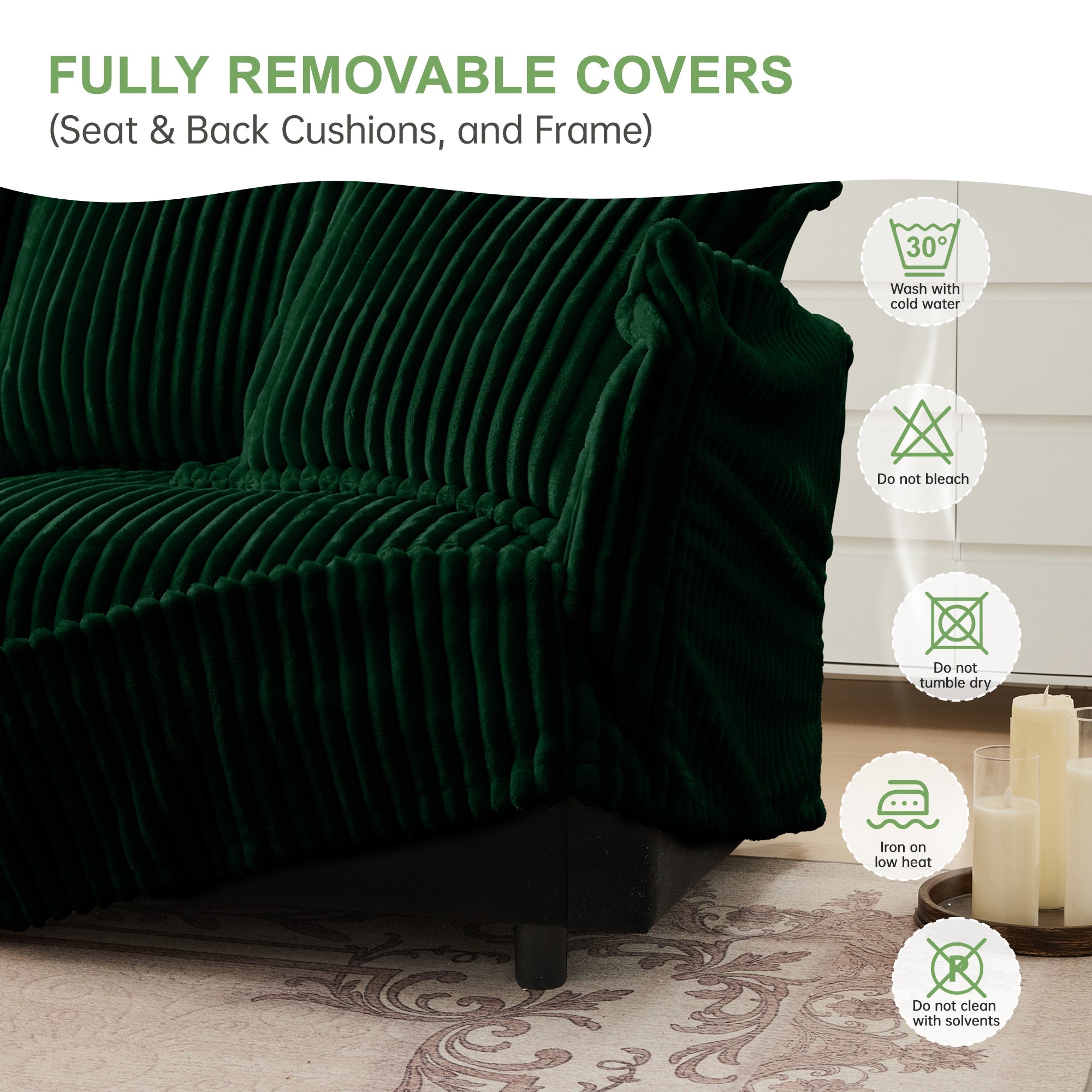 Slipcovered 2 Seater Sofa with 2 Ottomans by HouseOfZazla