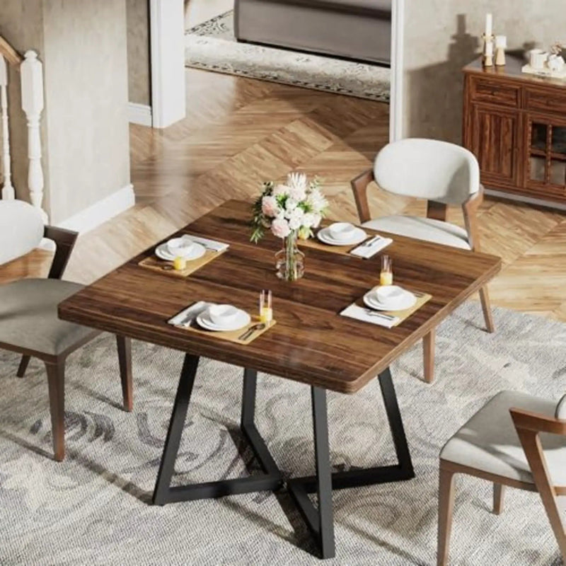 Square Dining Compact Kitchen Table - Brown / Black by HouseOfZazla