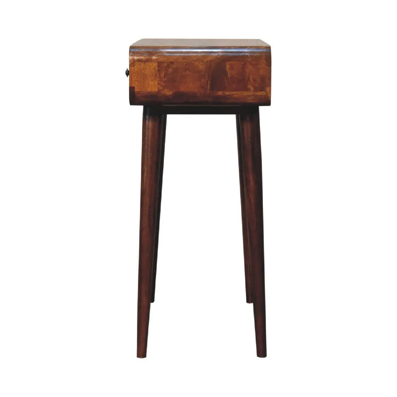 Solid Wood Chestnut Curved Hallway Table, 2-Drawers, Nordic Legs by HouseOfZazla