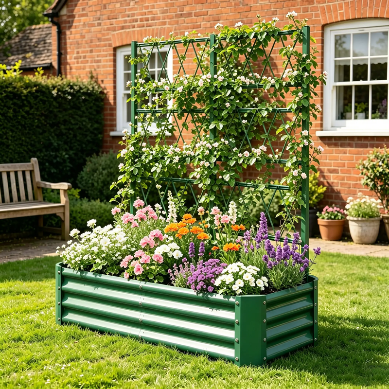 4x2x1FT Galvanized Raised Garden Bed with Arch Trellis by HouseOfZazla