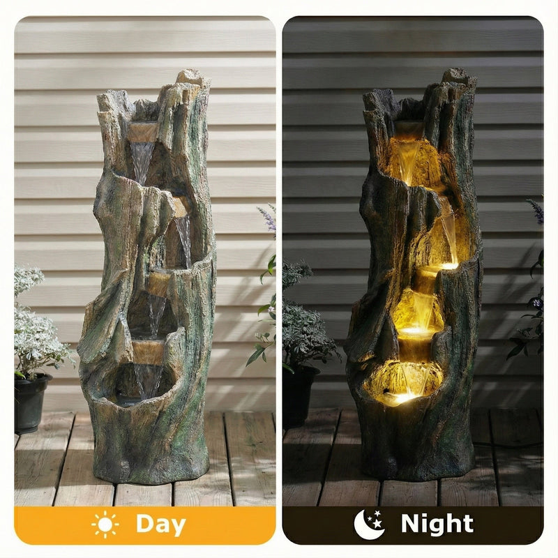 Resin Tree Trunk Outdoor Fountain 39 Inch with LED, photo 5 of 7