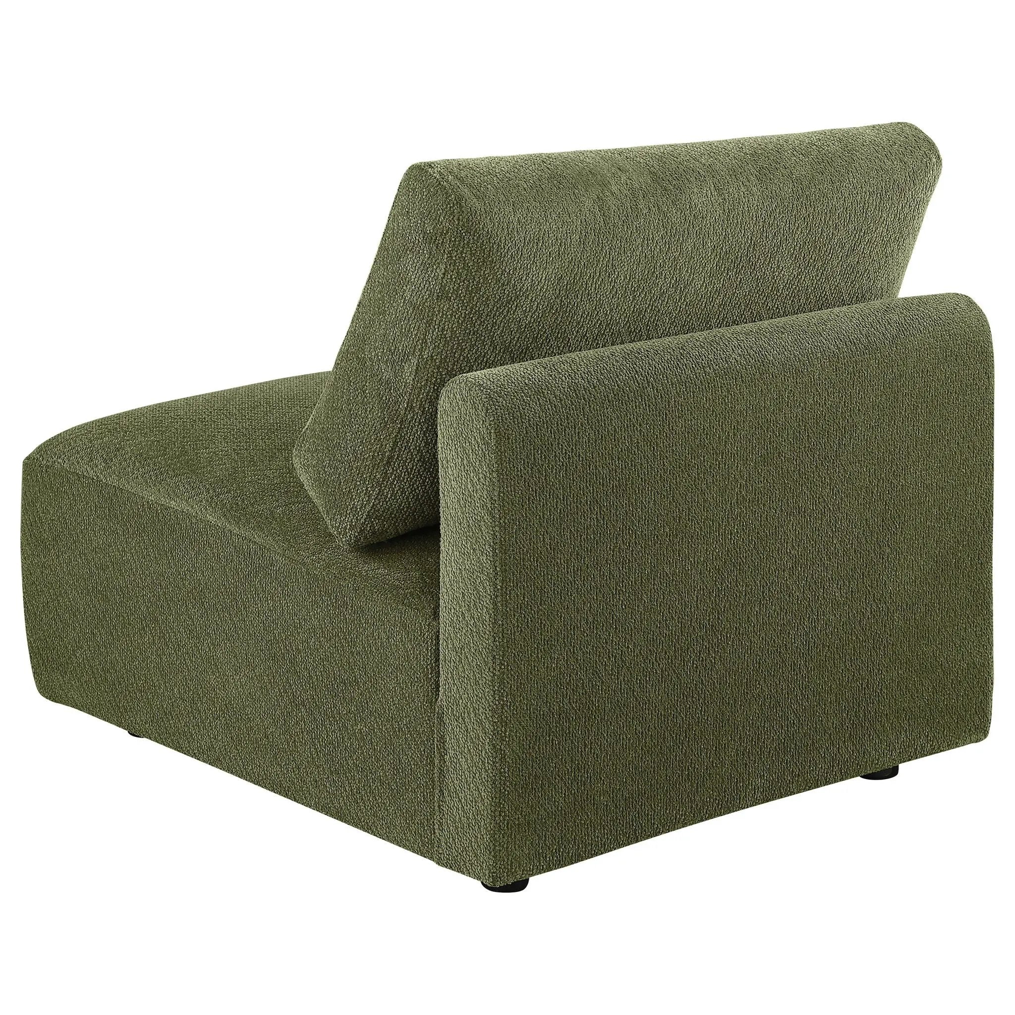 Elysia Chenille Upholstered Modular Armless Chair Green by Unique Piece Furniture