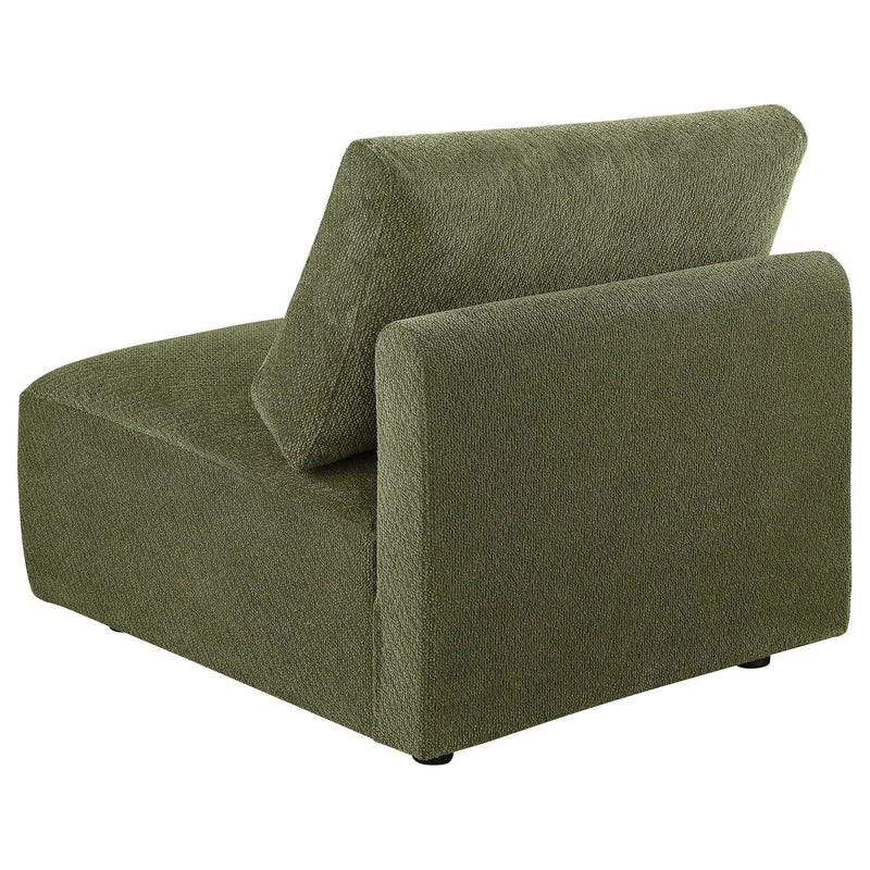 Elysia Chenille Upholstered Modular Armless Chair Green by Unique Piece Furniture