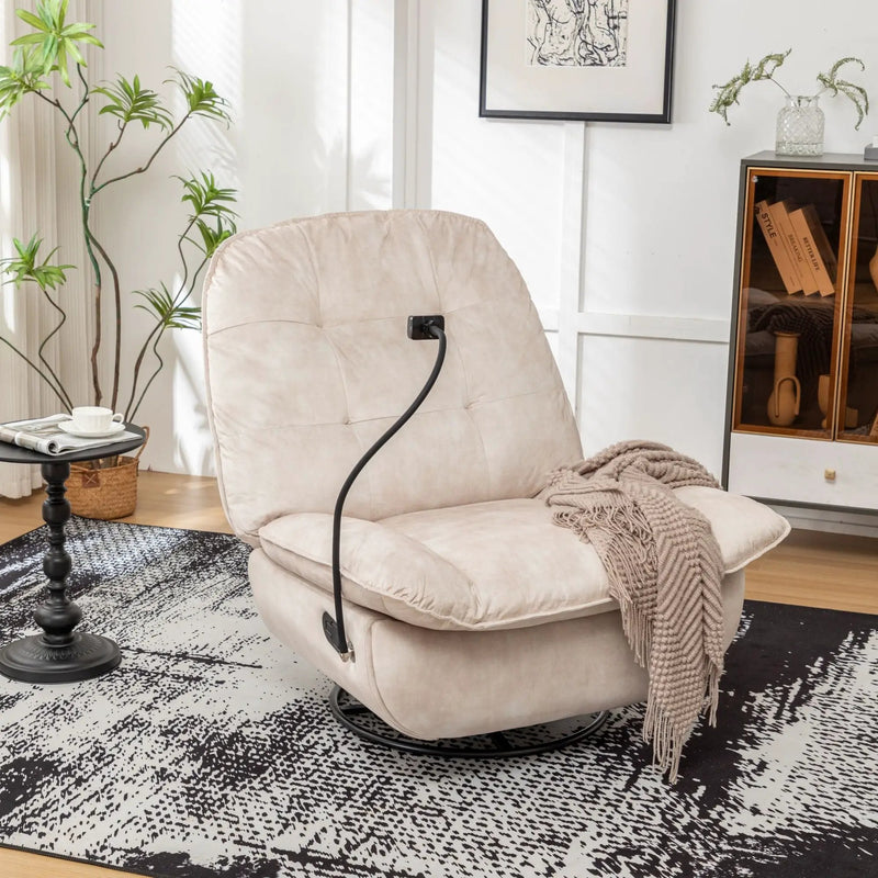 Modern Swivel Gliding Recliner Chair With Rocking Function And Phone Holder, Large Comfortable by HouseOfZazla