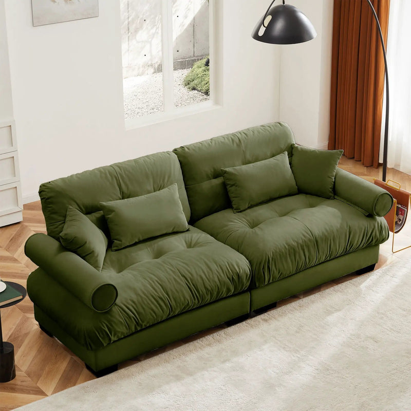 Modern Sofa With Bolstered Armrests And Pillows by HouseOfZazla