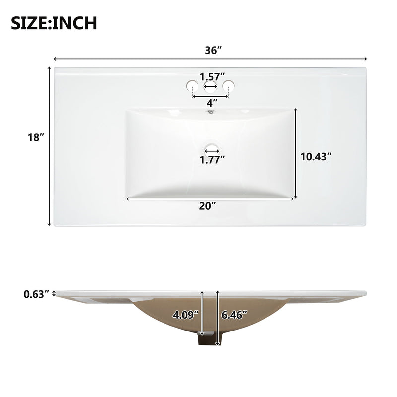 Shaker Free Standing Bathroom Vanity Cabinet & Sink, Soft Close Drawers, Soft Close Doors by HouseOfZazla
