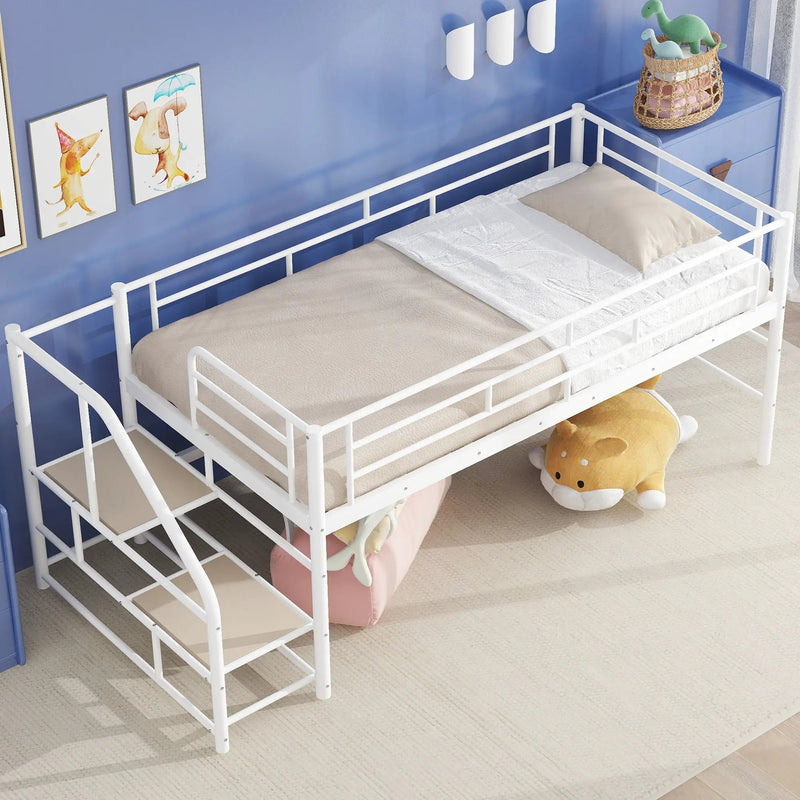 Loft Bed With Storage Stairs And Metal Frame by HouseOfZazla