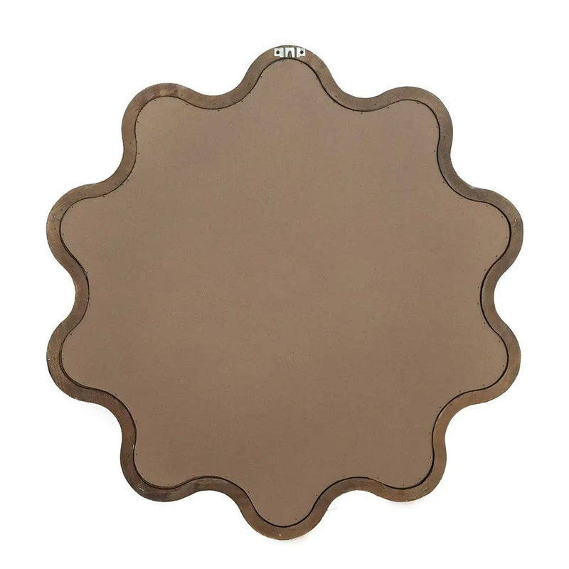 Wooden Accent Mirror With Unique Frame, Wall Mirror For Living Room Bedroom Entryway - Brown by HouseOfZazla