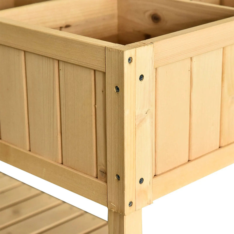 Outsunny 43" Wooden Raised Garden Bed with 8 Pockets and Shelf by HouseOfZazla