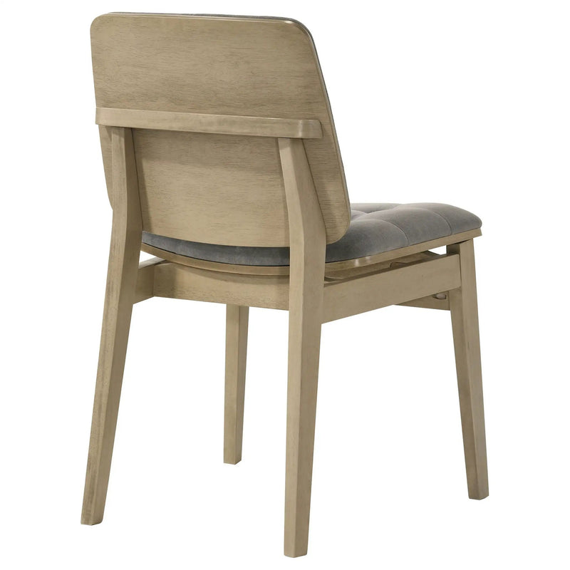Redbridge Velvet Upholstered Side Chair Grey and Natural Oak (Set of 2) by Unique Piece Furniture