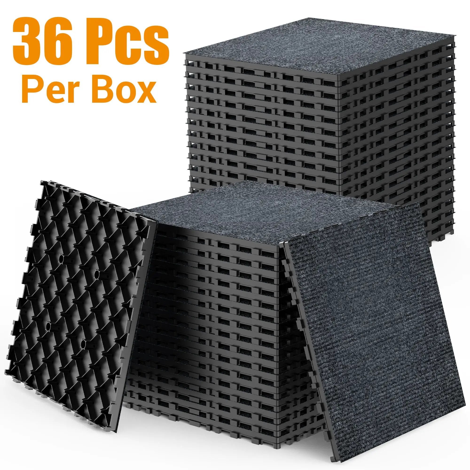 Diy Module Interlocking Decking Carpet Tiles For Patio, Porch, Poolside, Balcony, Backyard Polypropylene - Gray by HouseOfZazla