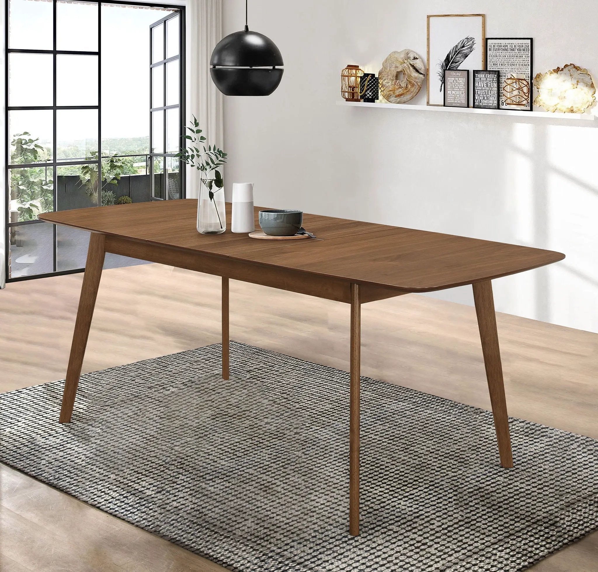 Redbridge 75-inch Extension Leaf Dining Table Natural Walnut by Unique Piece Furniture