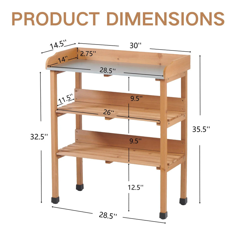 Outdoor Potting Table, 3 Tier Workbench by HouseOfZazla