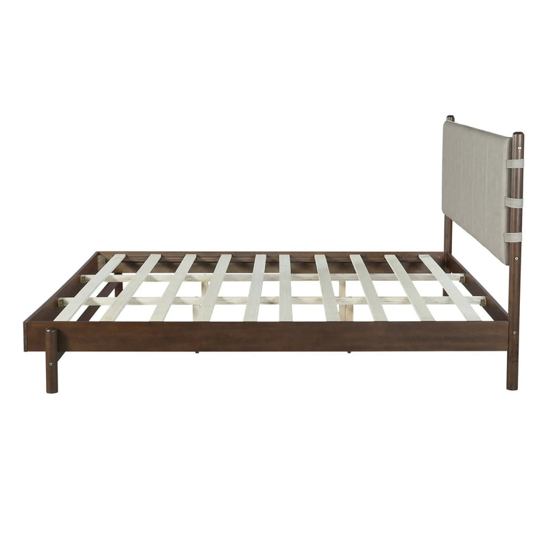 Premium Rubber Wood Platform Bed Frame, King Size with Headboard by HouseOfZazla