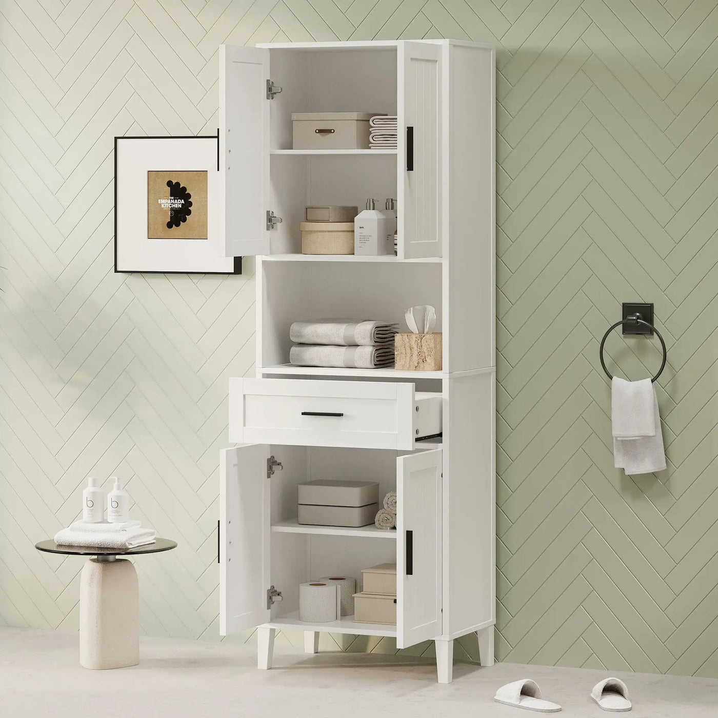 Freestanding Tall Bathroom Cabinet With Soft Close Doors And Adjustable Shelves by HouseOfZazla