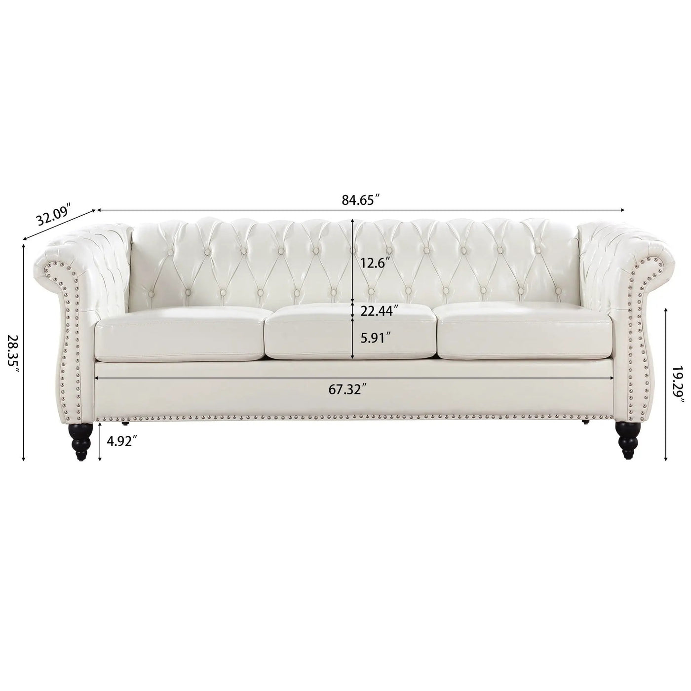 Rolled Arm Chesterfield 3 Seater Sofa by HouseOfZazla