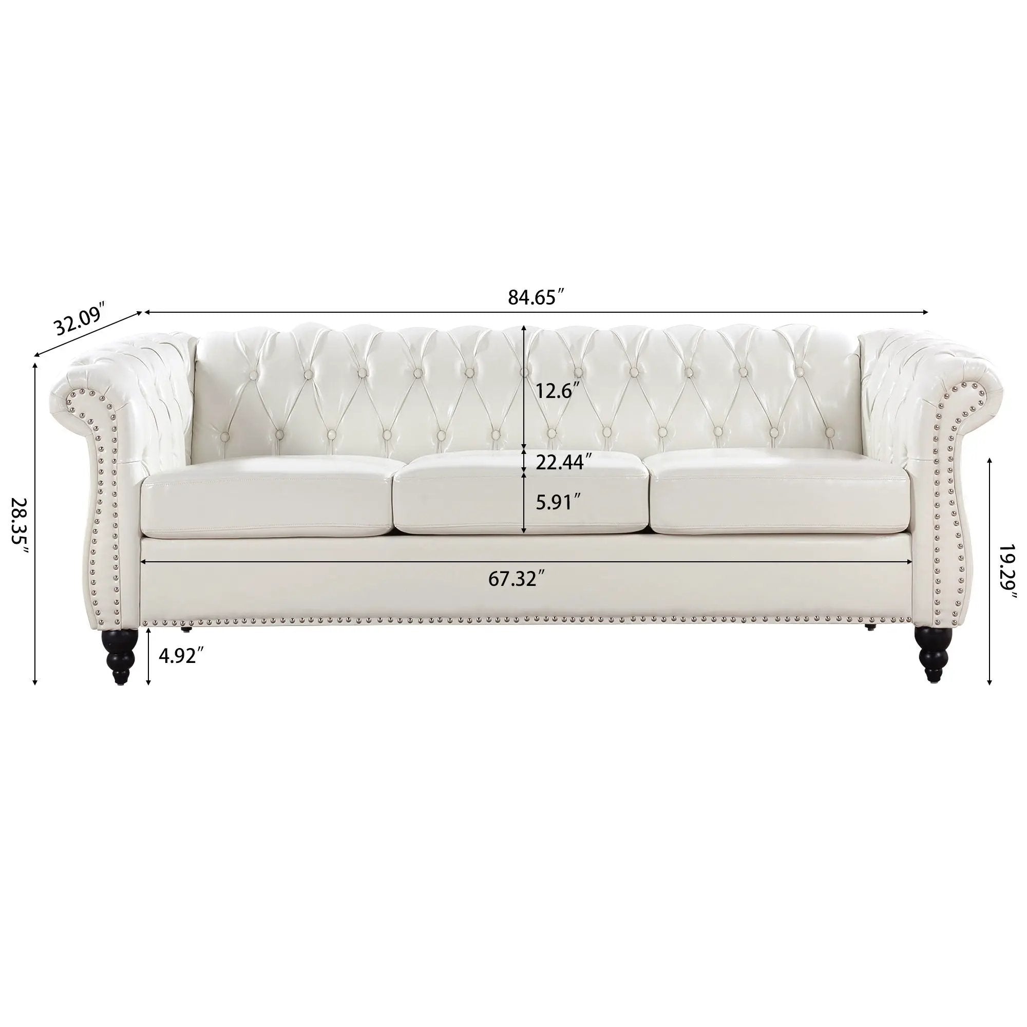 Rolled Arm Chesterfield 3 Seater Sofa by Unique Piece Furniture