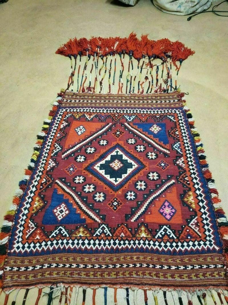 3' X 4' Antique Handmade Turkish Wool Kilim Rug Decorative Seat Cover by Jewel Rugs