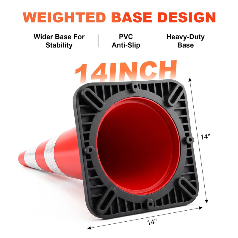 36" Heavy-Duty Traffic Cones with High-Visibility Reflective Collars - 4 Pack by HouseOfZazla