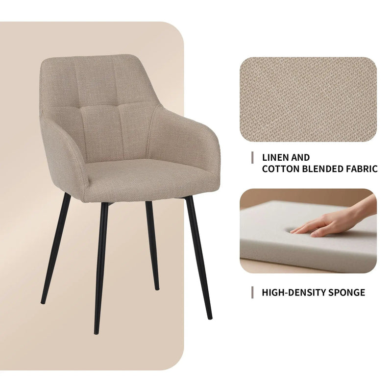 Dining Chair With Backrest And Wide Seat (Set of 2) - Beige by Unique Piece Furniture
