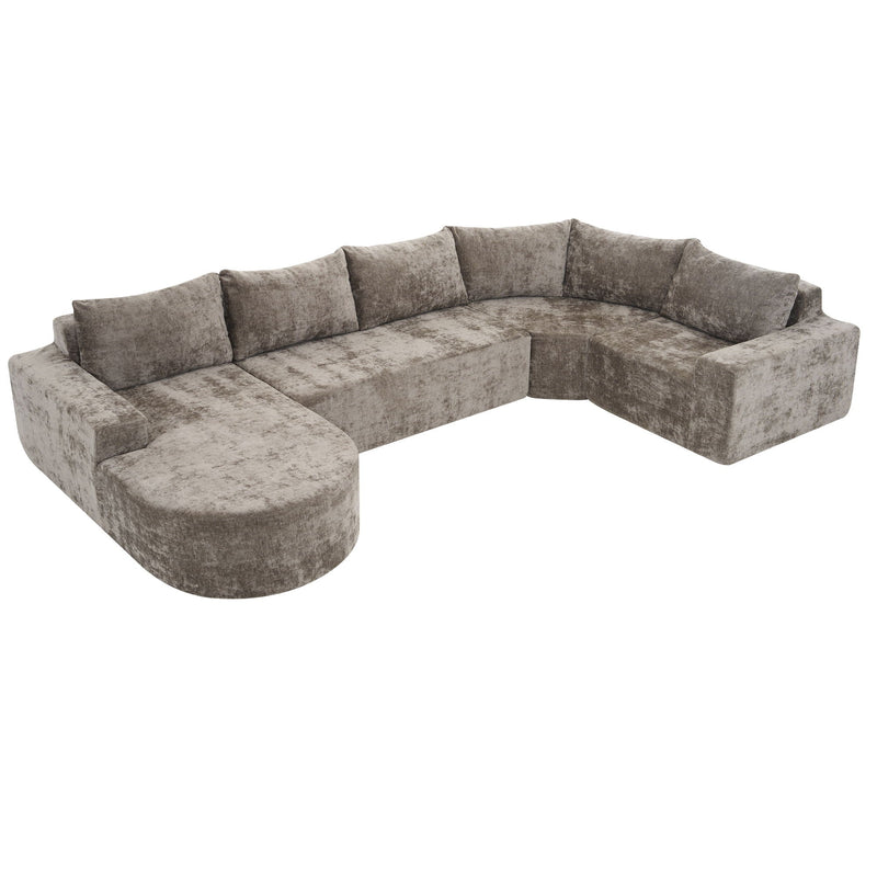 Modular Cloud Sectional Sofa Set, U-Shaped Upholstered Couch With Deep Seat by HouseOfZazla