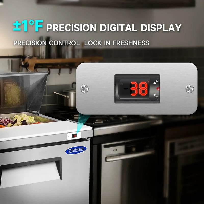 72" Width Commercial Refrigerators Sandwich & Salad Prep Table with a Butcher Block Cutting Board by Chery Industrial