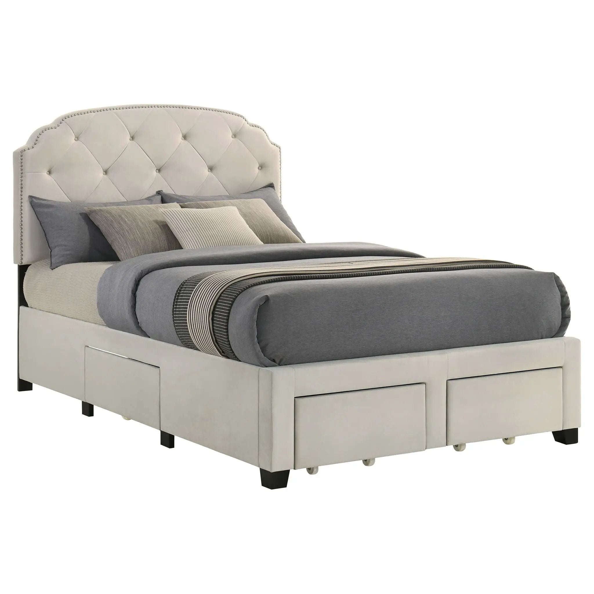 Marianna 4-drawer Upholstered Full Storage Bed Cream by Unique Piece Furniture