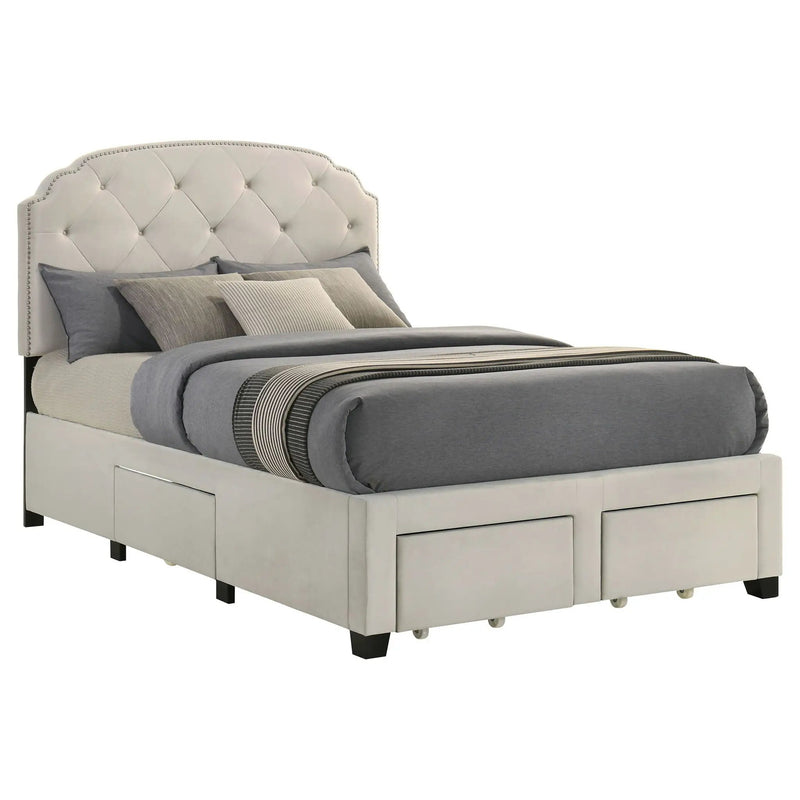 Marianna 4-drawer Upholstered Full Storage Bed Cream by Unique Piece Furniture