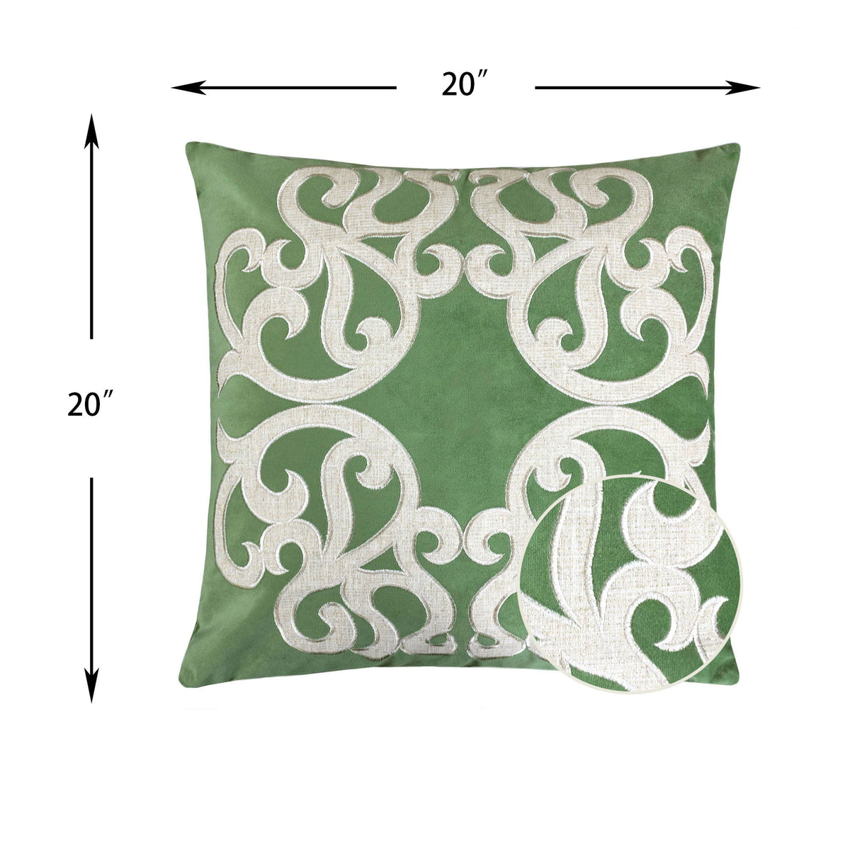 Vintage Vine Pillow Covers with Hidden Zipper - Green, photo 4 of 4