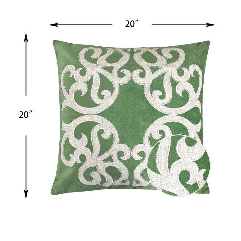 Dora - Vintage Vine Pillow Covers With Hidden Zipper (Set of 2) - Green by Unique Piece Furniture
