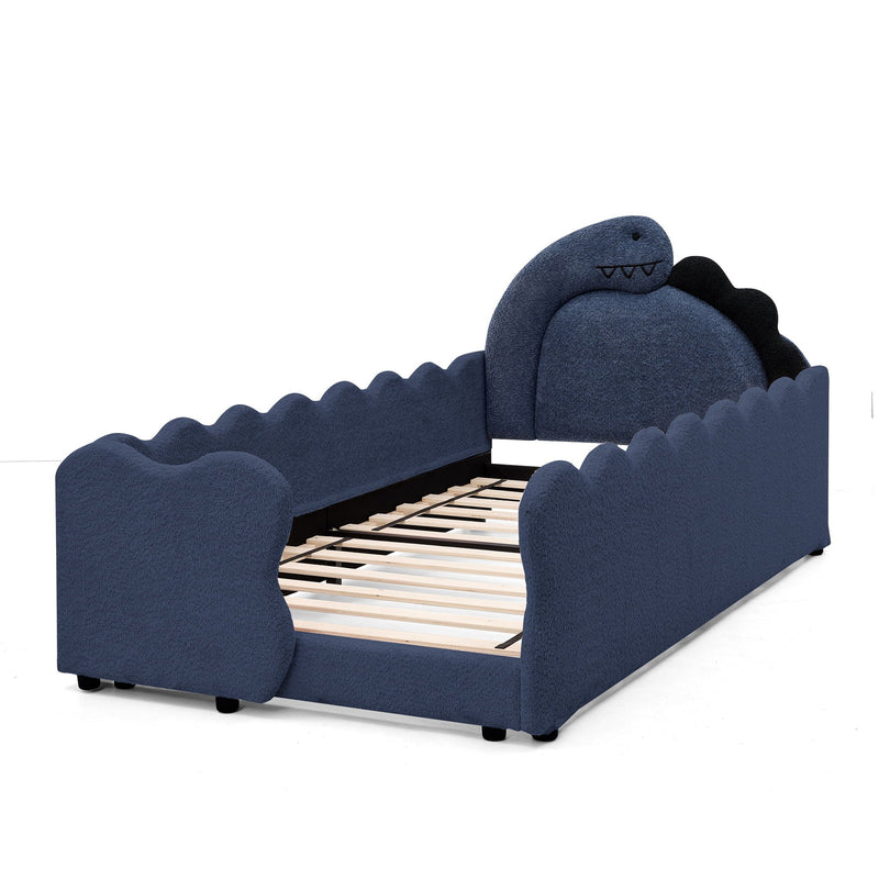 Cute Dinosaur Shaped Bed With Safety Guardrail, Toddler Frame by HouseOfZazla
