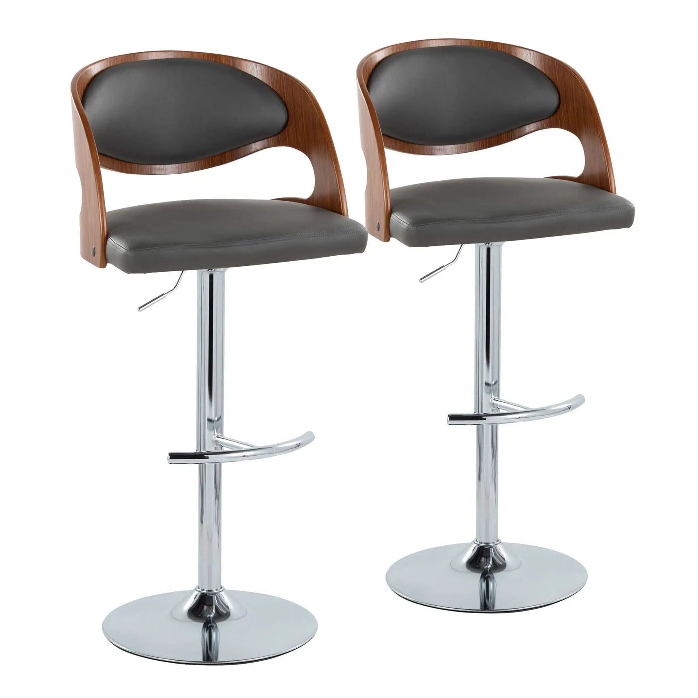 Pino - Mid Century Modern Adjustable Barstool & Swivel With Rounded T Footrest (Set of 2) by HouseOfZazla