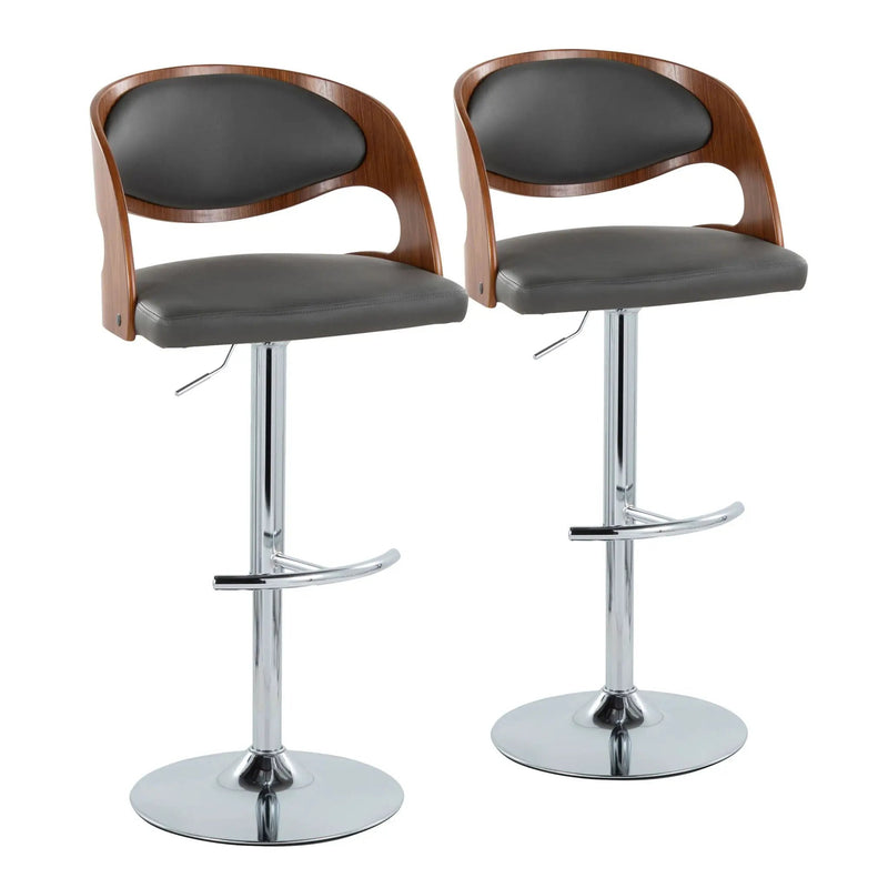 Pino - Mid Century Modern Adjustable Barstool & Swivel With Rounded T Footrest (Set of 2) by HouseOfZazla