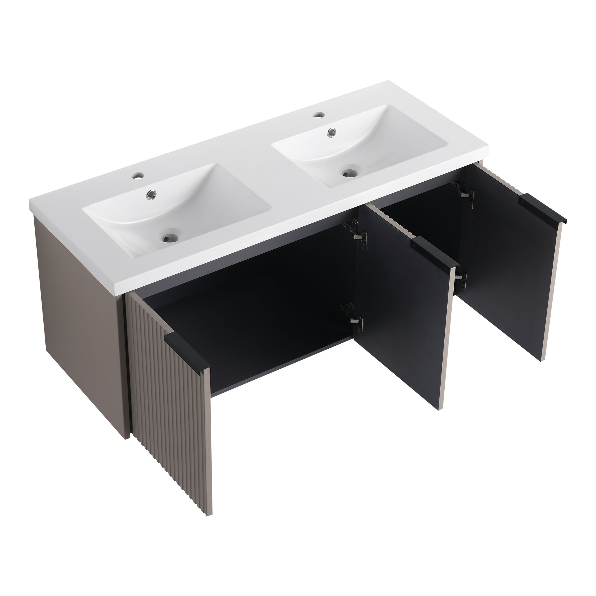 Contemporary Wall Mounted Bathroom Vanity With Resin Double Sink by HouseOfZazla