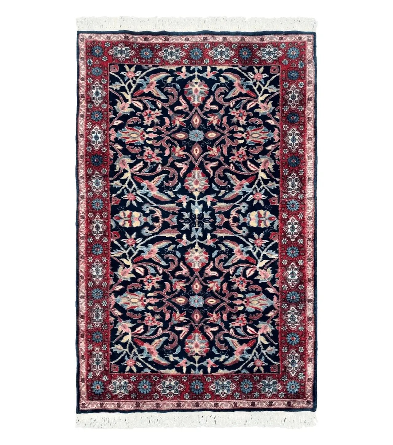 Antique Persian Sarouk Rug 3x5, Navy Blue, Allover Pattern, Hand Knotted by Jewel Rugs
