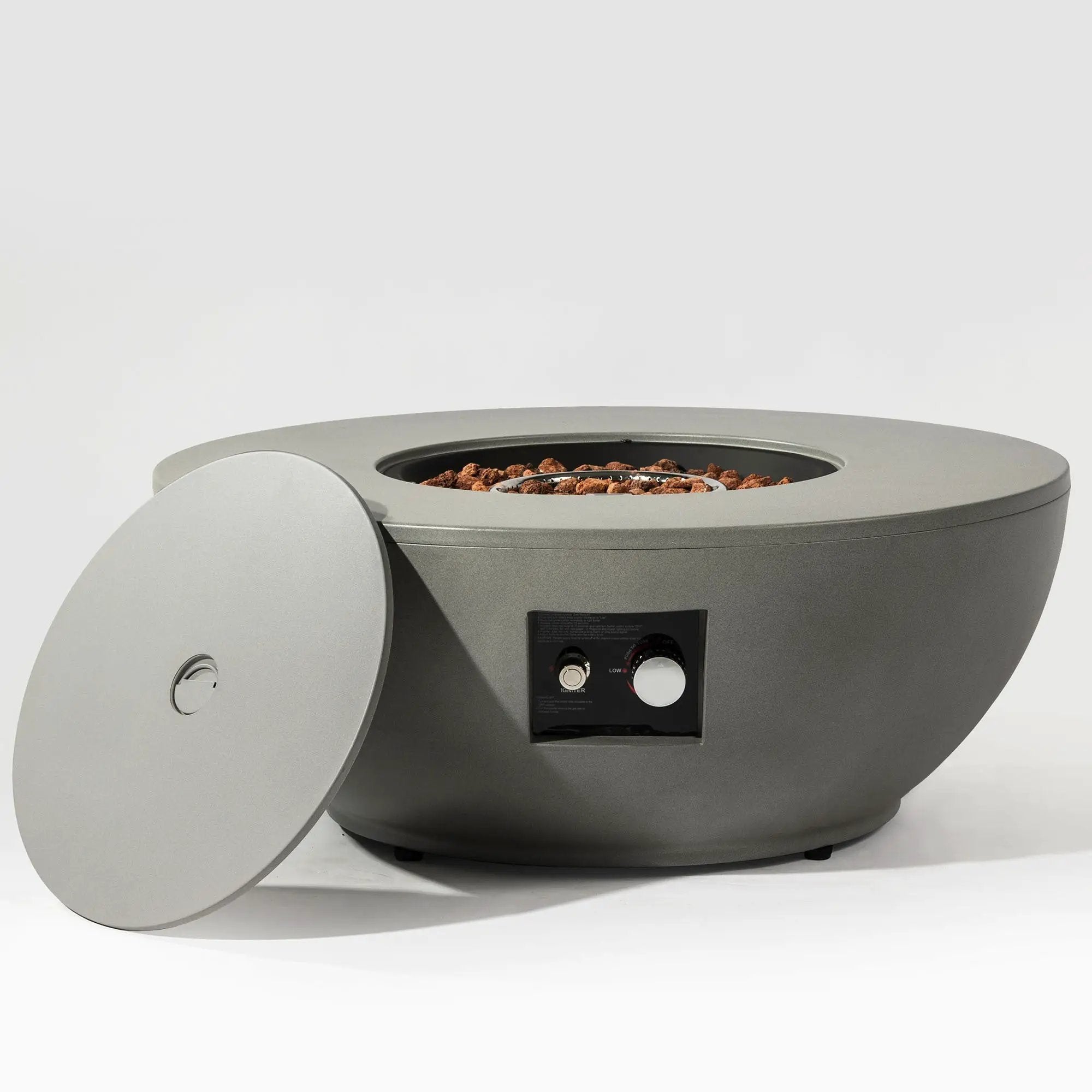 36'' Propane Gas Fire Pit Table - Grey Steel by HouseOfZazla