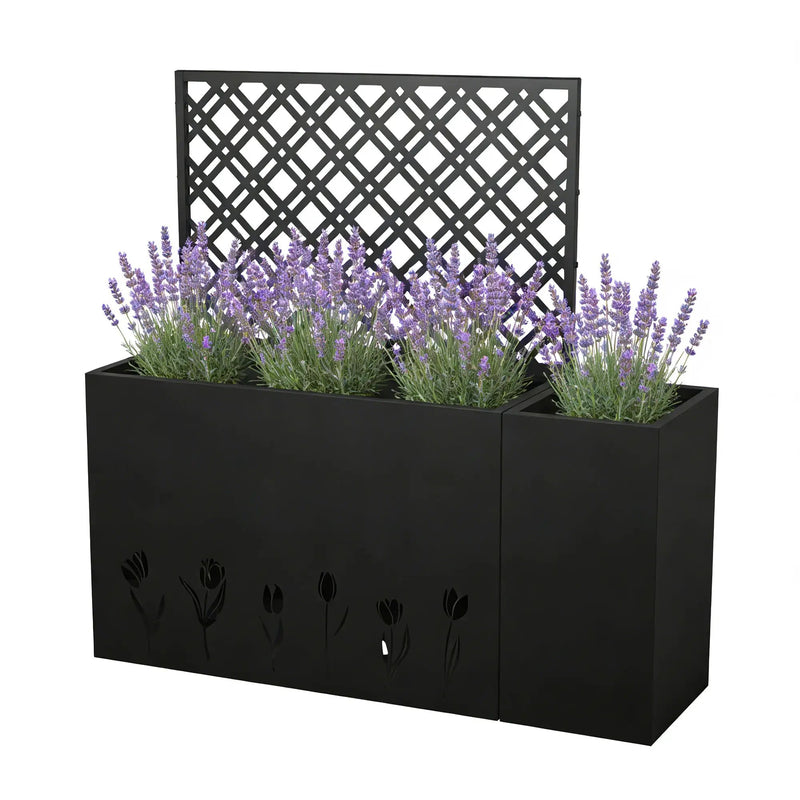 2-Piece Metal Planter Box with Trellis by HouseOfZazla