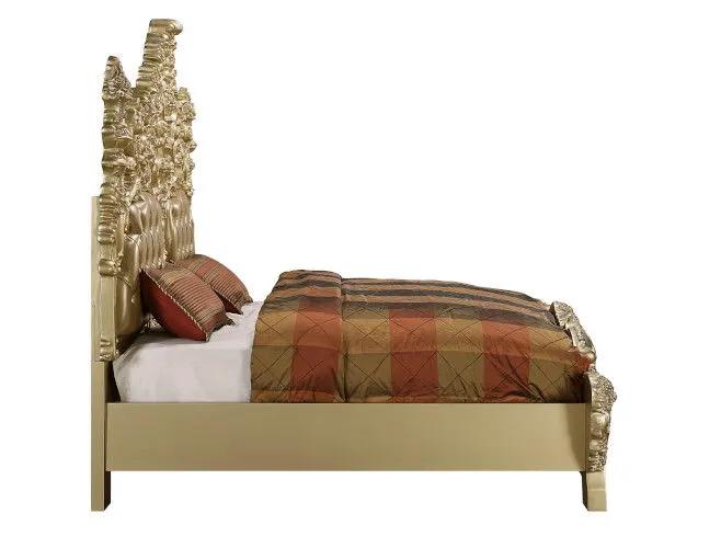 Seville - Eastern King Bed - Synthetic Leather & Gold by Unique Piece Furniture