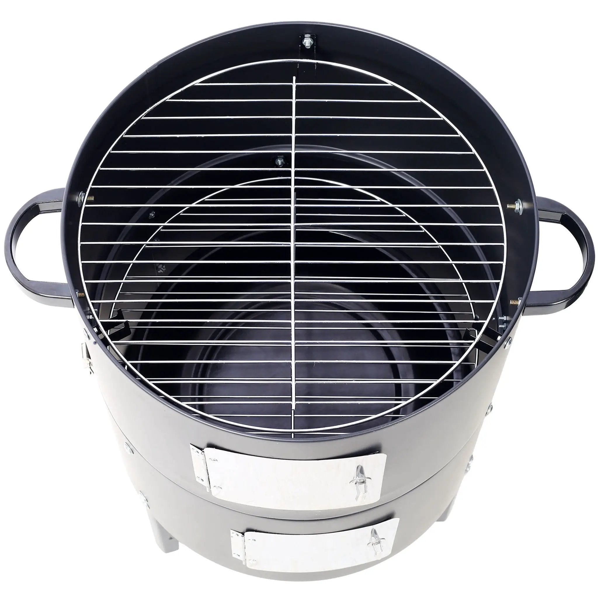 Heavy Duty Round Bbq Grill 17" Steel Charcoal Smoker For Outdoor Cooking - Black by HouseOfZazla