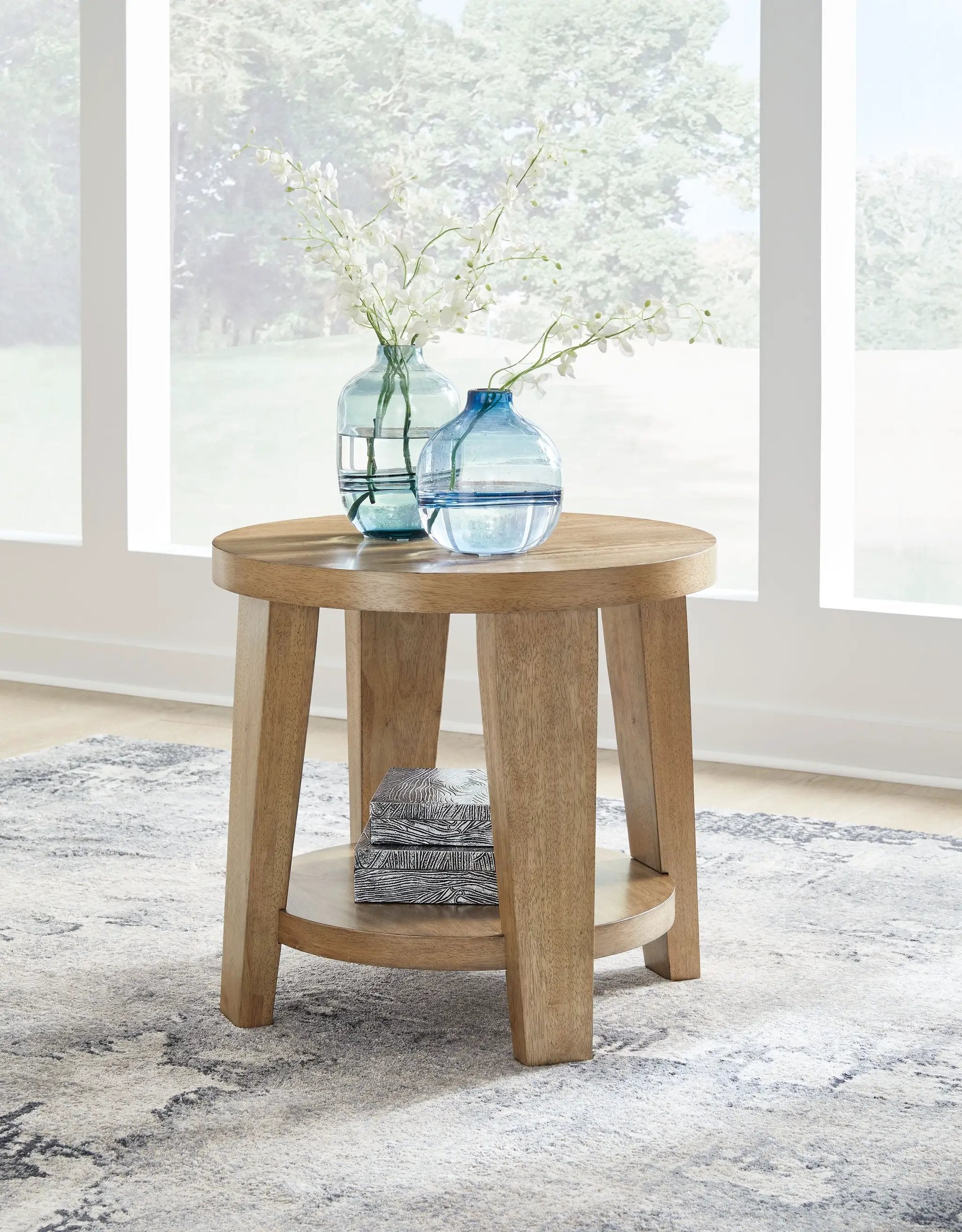 Kristiland - Round End Table - Light Brown by Unique Piece Furniture