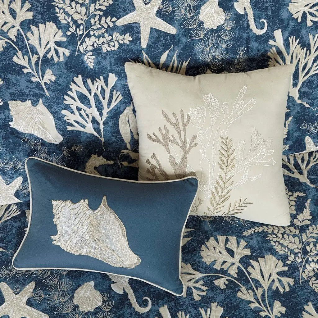 7 Piece Cotton Sateen Comforter Set Blue Cal King by HouseOfZazla