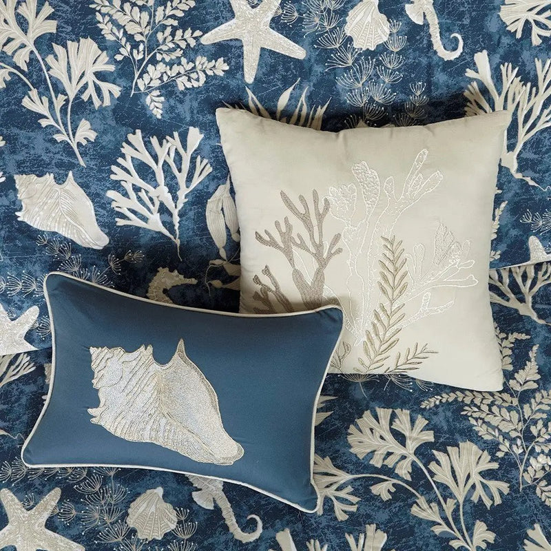 7 Piece Cotton Sateen Comforter Set Blue Cal King by HouseOfZazla