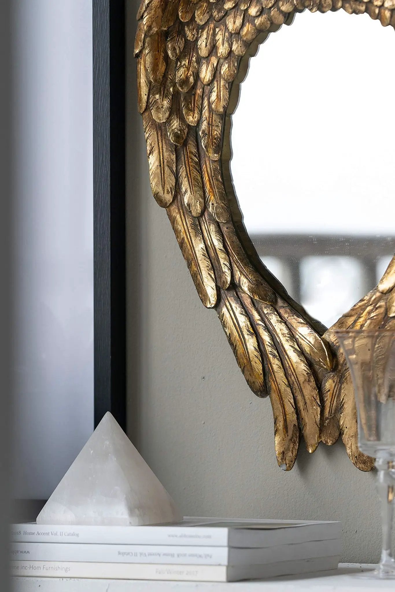 Wing Accent Mirror, Wall Mirror For Living Room - Gold by HouseOfZazla