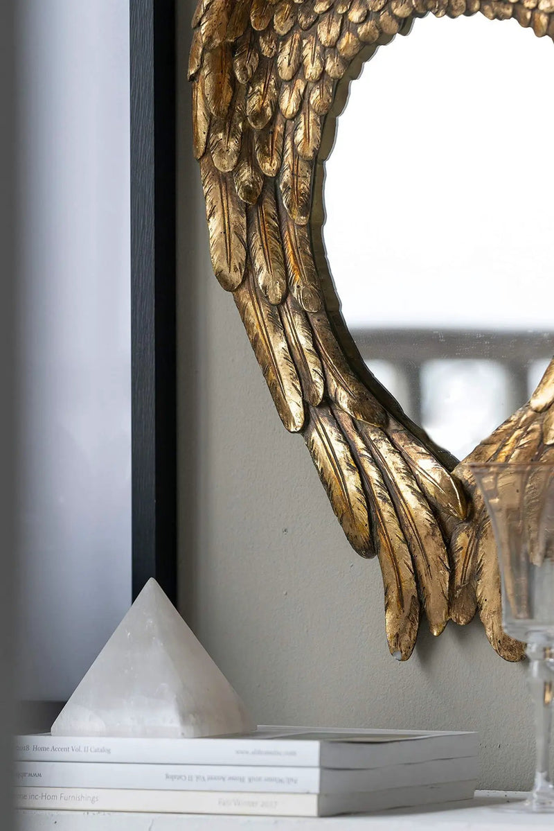 Wing Accent Mirror, Wall Mirror For Living Room - Gold by HouseOfZazla