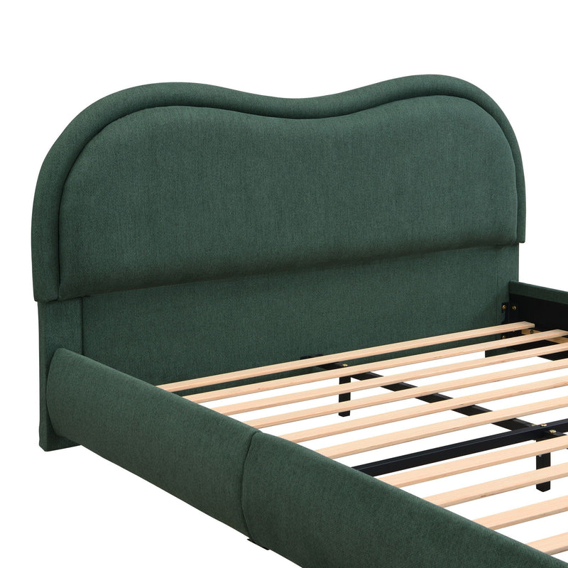 Upholstered Platform Bed Frame With Curved Headboard by HouseOfZazla